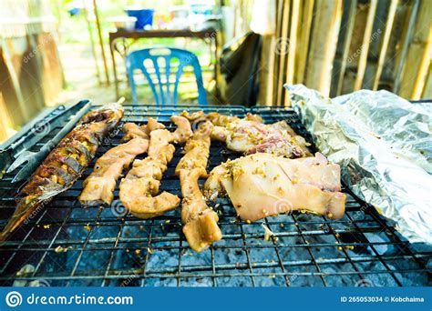 Thai Style Meat Grilling In Country Stock Photo Image Of Nutrition