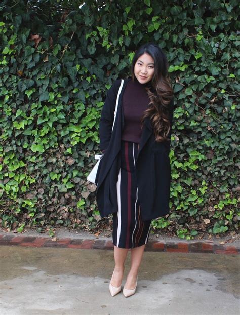 Who What Wear Midi Stripe Pencil Skirt Tia Alese Wong Striped Skirt