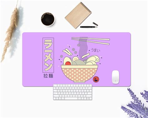 Purple Japanese Ramen Anime Desk Mat Anime Mouse Pad Anime Etsy