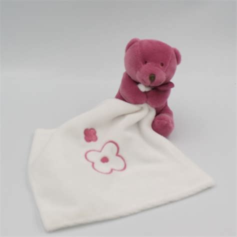 Doudou Ours Rose Mouchoir Fleurs Baby Nat