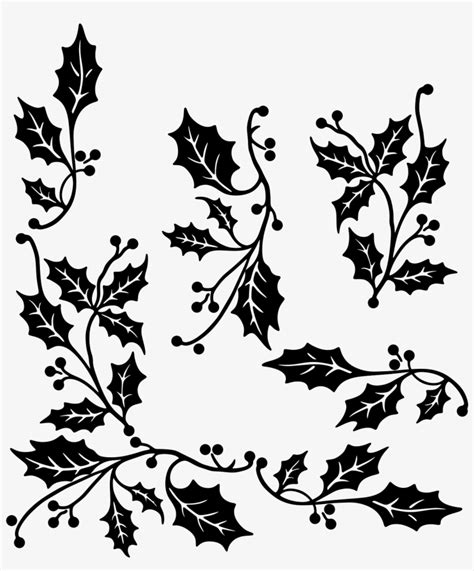 Holly Leaf Vector - Holly Border Clip Art Black And White PNG Image | Transparent PNG Free ...