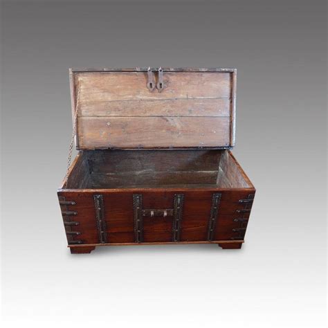 British Colonial Antique Merchant Hardwood Travel Chest Circa 1850 At