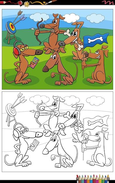 Coloriage De Groupe De Personnages Animaux De Chiens De Dessin Anim