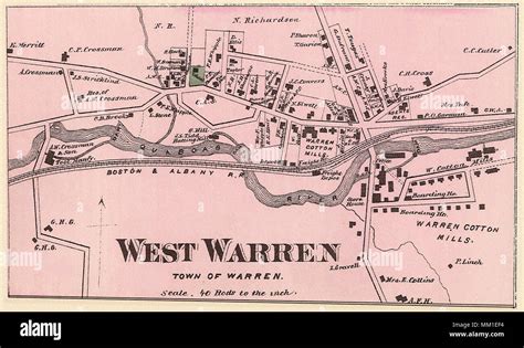 Map of West Warren. 1870 Stock Photo - Alamy