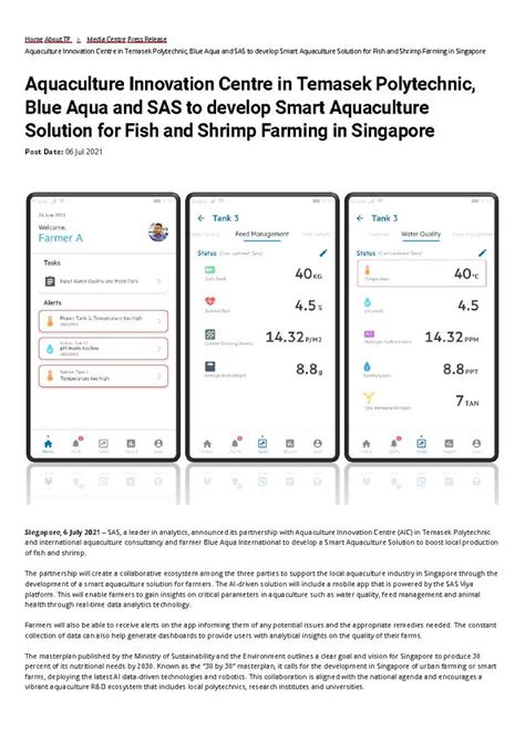 Tp Archives View Press Release 6 July 2021 Aquaculture Innovation