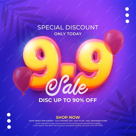 Premium Psd 99 Special Offer Square Banner With Editable 3d Style