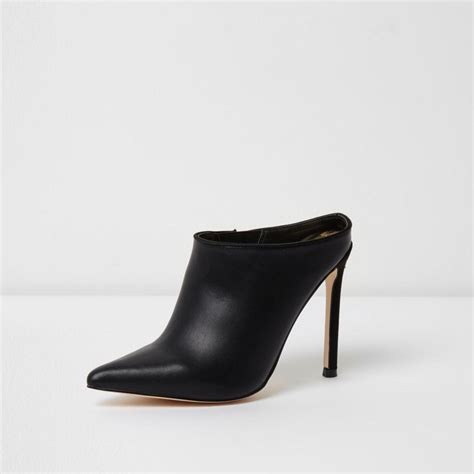 River Island Black Pointed Toe Stiletto Mules Lyst