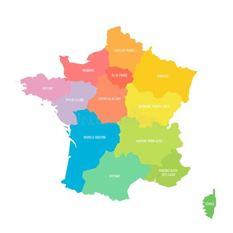 France Political Map Of Administrative Divisions Stock Vector