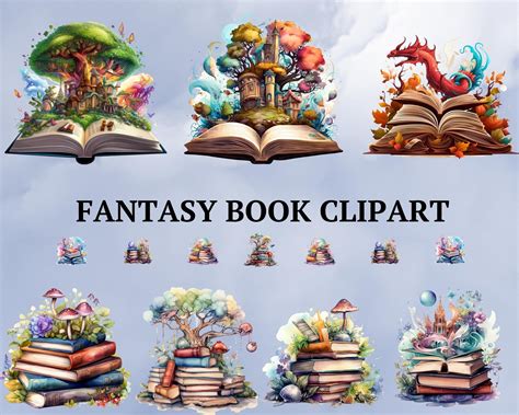 42 PNG Watercolor Fantasy Books Clipart Book Clipart Bundle Etsy