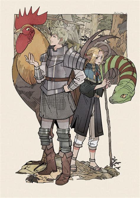 Marcille Donato And Laios Touden Dungeon Meshi Drawn By Herheim