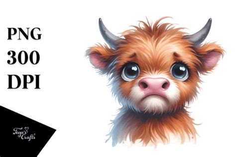 Funny Highland Cow Watercolor Png Graphic By Anastasia Feya · Creative Fabrica