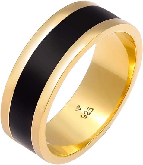 Kuzzoi Herrenring Mm Golden Mit Emaille Bandring F R M Nner Aus