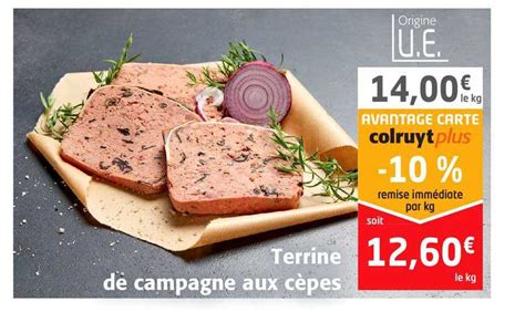 Promo Terrine De Campagne Aux Cèpes 10 Remise Immédiate Par Kg chez