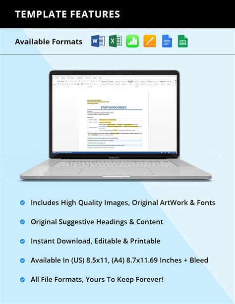 Stop Work Order Template in Word, Apple Numbers, Excel, Pages, Google ...