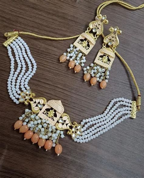 Traditional Gold Plated Polki Kundan Necklace Set With Etsy