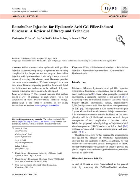 (PDF) Retrobulbar Injection for Hyaluronic Acid Gel Filler-Induced ...