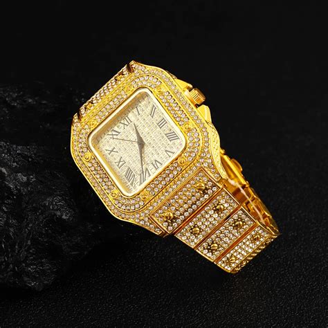 Iced Out Men Watch Hip Hop Diamond Sparkling Quartz Watches – Gofaer ...