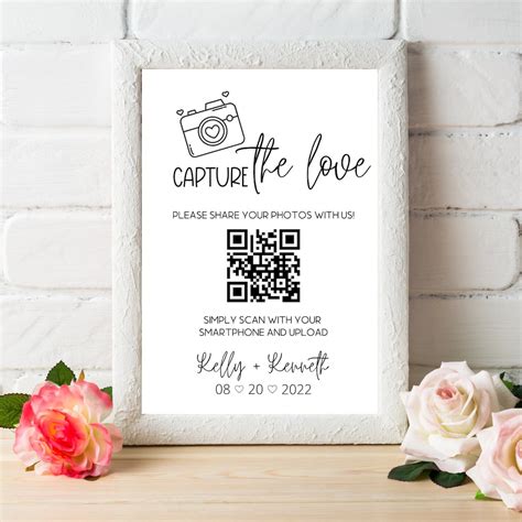 Capture The Love Qr Code Sign Wedding Reception Table Sign Photo Guestbook Sign Minimalist