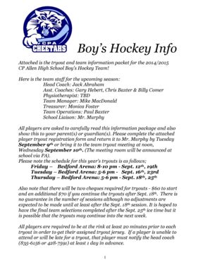 Fillable Online CPA Hockey Tryouts And Registration Charles P Allen