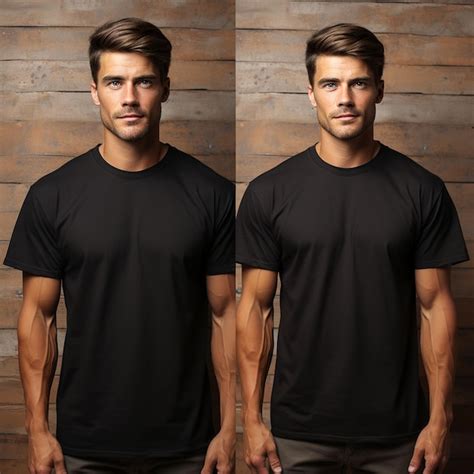 Premium AI Image Photo Man In Blank Black Tshirt Front And Back Vie