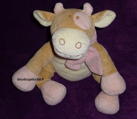 Doudou Peluche Vache Rosalie Noukie S Beige Rose Doudoupeluche