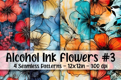 Alcohol Ink Flowers Digital Paper #3 Graphic by oldmarketdesigns ...