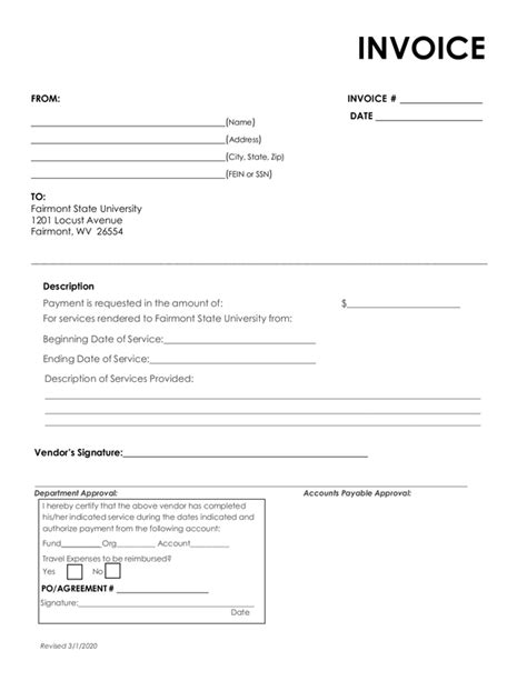 Fill Free Fillable Forms Fairmont State College