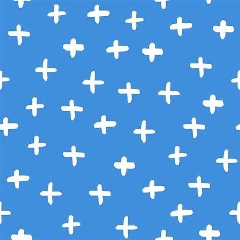 Premium Vector Blue Seamless Pattern With White Handdrawn Cross