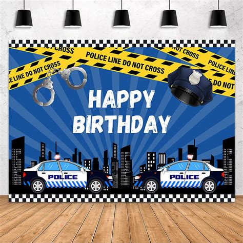 Buy Mehofond Birthday Backdrop Officer Man Swat Cop Car Vehicle Boy