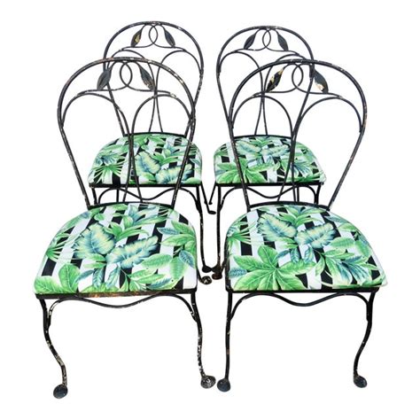 Wrought Iron Garden Chairs - Set of 4 | Chairish