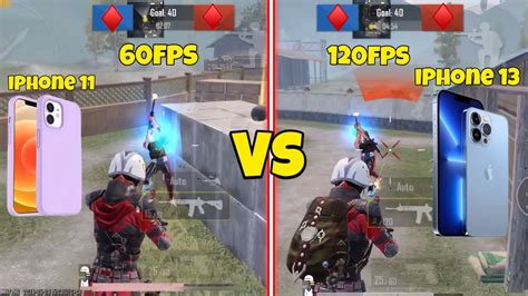 IPHONE 11 60Fps Vs IPHONE 13 Pro Max 120Fps PUBGM Comparison IPhone