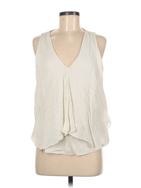 Theory 100 Silk Solid Ivory Sleeveless Blouse Size M 81 Off ThredUp