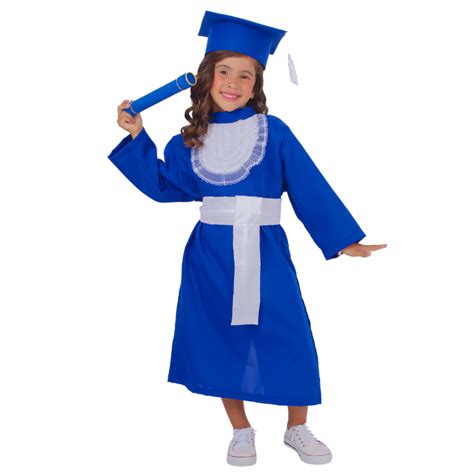 Beca De Formatura Infantil Completa Azul Canudo E Capelo Para