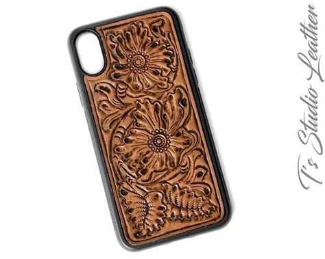 Turquoise Hand Tooled Leather Iphone Case Western Style Etsy Leather