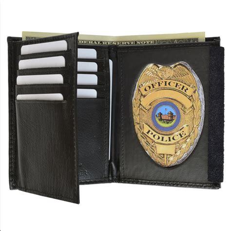 1 Rfid Blocking Leather Wallet Badge Holder Sheriff Officer Id Police