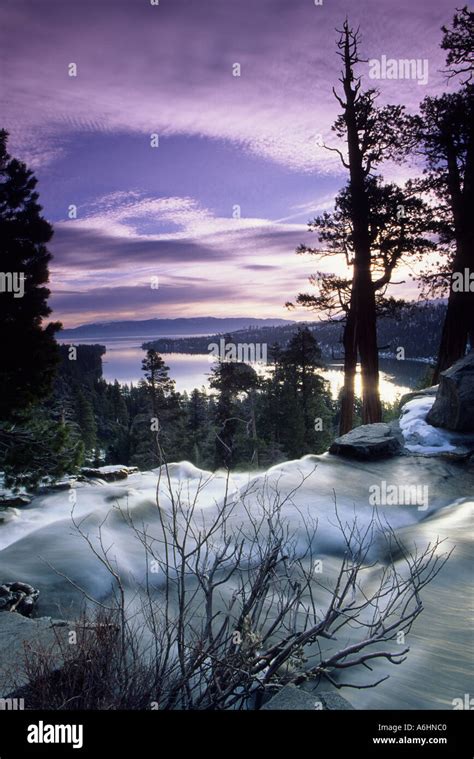 Sunrise Over Lower Eagle Falls And Emerald Bay Lake Tahoe California