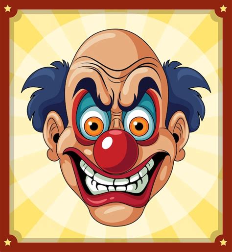 Cara de payaso espeluznante sobre fondo cómico retro Vector Premium