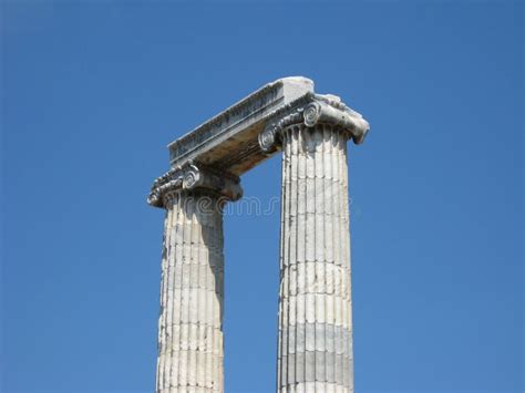 Two Greek Ionic Columns, Temple at Didyma, Turkey Stock Photo - Image ...