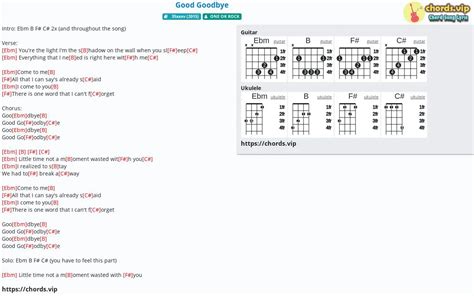 Hợp âm: Good Goodbye - cảm âm, tab guitar, ukulele - lời bài hát ...