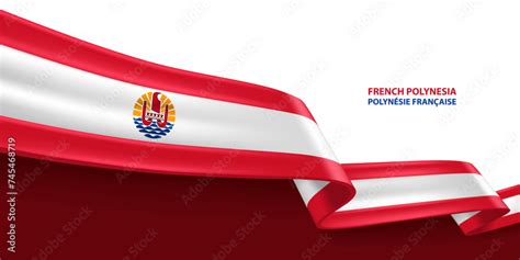 French Polynesia D Ribbon Flag Bent Waving D Flag In Colors Of The