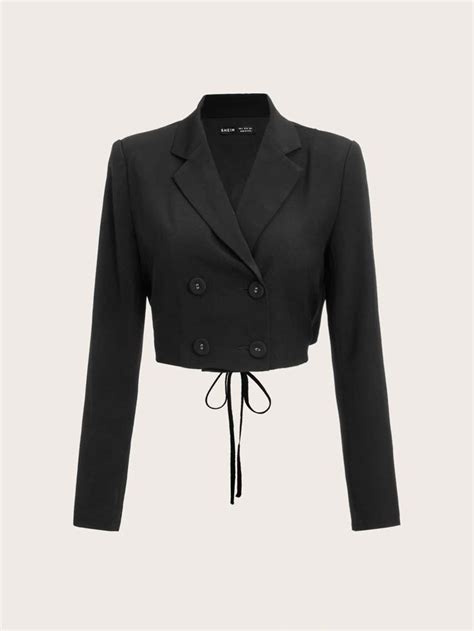 Shein Ezwear Crop Blazer O Duplo Amarrar Blazer Outfits For Women