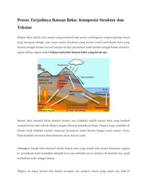 Docx Proses Terjadinya Batuan Beku Dokumen Tips