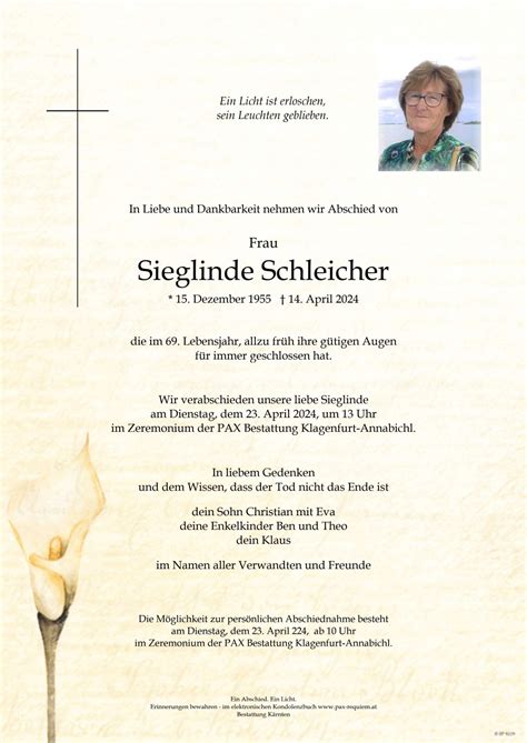 Parte für Sieglinde Schleicher pax requiem