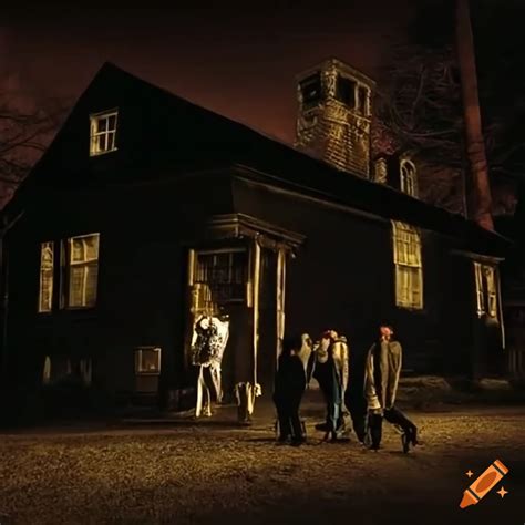 People Walking Towards A Haunted House On Craiyon