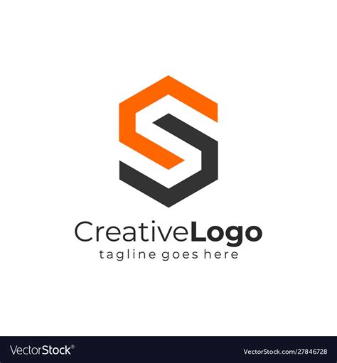 Geometric Letter S Logo Design Hexagonal Line Vector Image