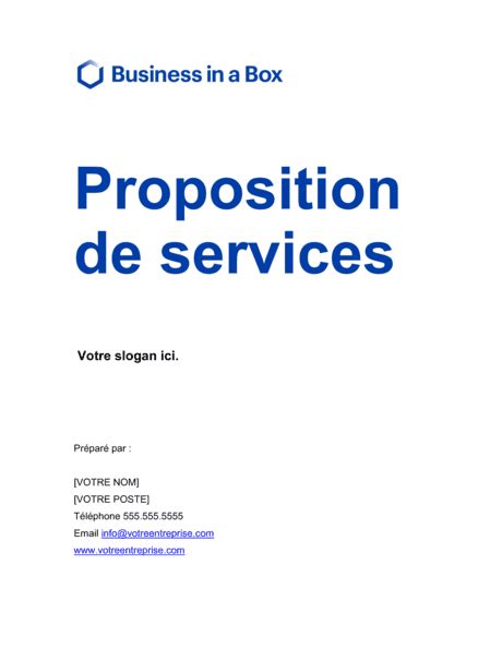 Proposition de services Modèles Exemples PDF Biztree