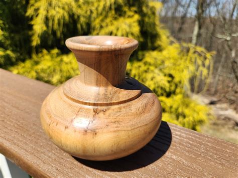 Hand Turned Ambrosia Maple Wood Dry Bud Vase In The Greco Roman Style