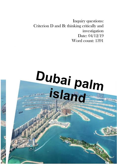 Dubai Palm Islands | Geography - Year 11 SACE | Thinkswap