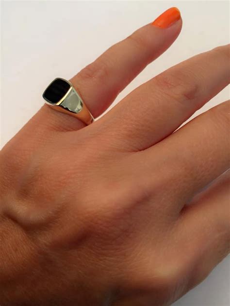 Signet Ring Women Ring Pinky Ring Onyx Signet Ring Gold Etsy