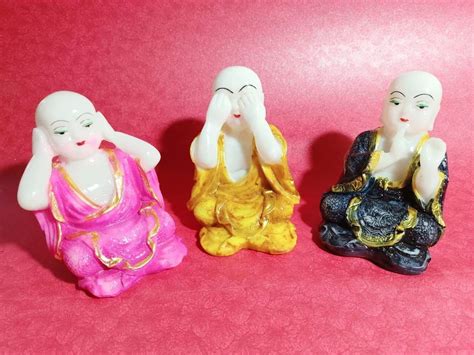 Multicolor 3 Set Polyresin Monk Statue For Interior Decor At Rs 300